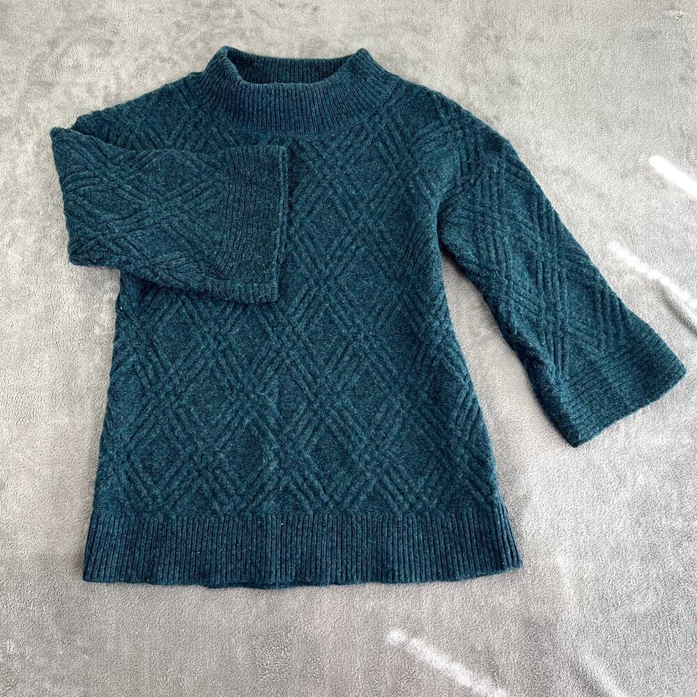 Soft Surroundings Sweater Women's M Turquoise Bell Sleeve Wool Blend Boho‎